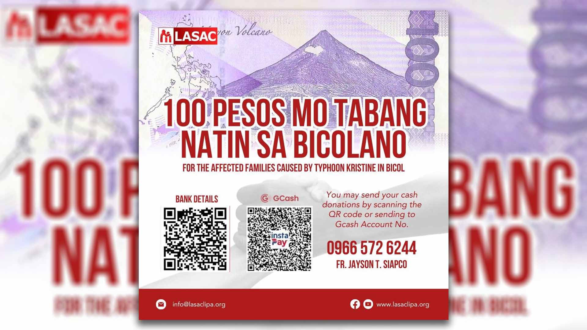 100 pesos mo, Tabang natin sa Bicolano, inilunsad ng Archdiocese of Lipa