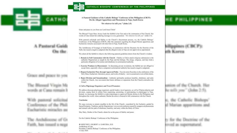 Remain in full communion with the Church, paalala ng CBCP sa mananampalataya