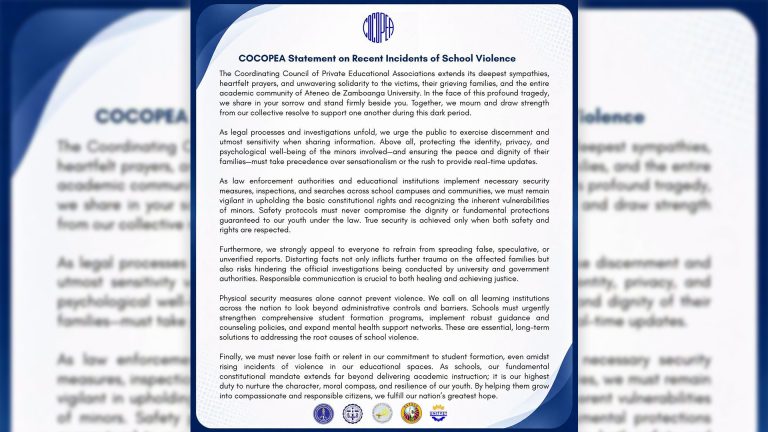Pangmatagalang hakbang laban sa school violence, panawagan ng COCOPEA
