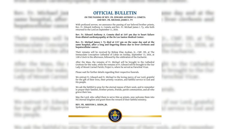 Diocese of Cubao, nagpahayag ng paglilinaw sa pagpanaw ng 2-pari ng diyosesis