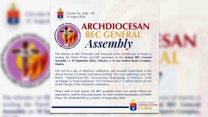 Sama-samang pagkilos para sa kalikasan, bibigyan diin sa Manila Archdiocesan BEC general assembly