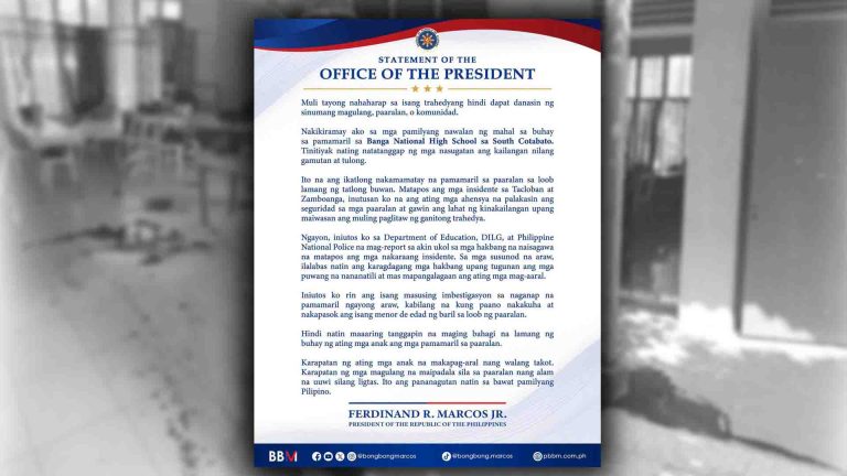 Panibagong school violence, kinundena ni PBBM